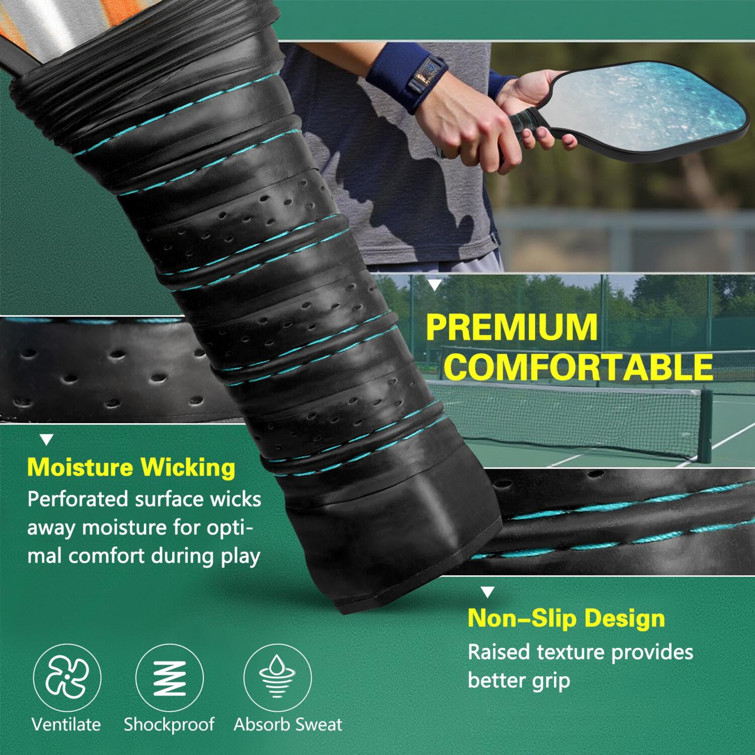 Pickleball Paddles Set Of 2, Fiberglass Surface, Ice Crystal Print, 4 Balls & Bag