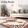 thumbnail image 2 of ODIKA 8'x10' Machine Washable Non-Slip Area Rug, Vintage Damask Scroll Classic Interior Textile with Ornate Details High Traffic Rug with Pad, Beige, 590415, 2 of 8