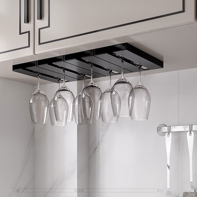 RKSTN Storage and Organization Storage Rack Wine Glass Holder Under Shelf Or Cabinet Punch-free Wine Glass Rack Plastic Stemware Rack Glassware Drying Storage Hanger For Kitchen,Bar And Storage Bins