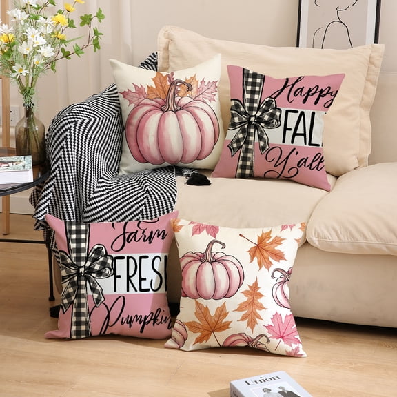 Halloween Pillow Covers 18x18 inch Trick or Treat Pumpkin Ghost Throw Pillow Covers for Fall Halloween Decorations Halloween Party Pillows Decorative Pillow Covers for Couch Sofa