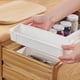 thumbnail image 5 of Organizador de cajones retráctil de plástico blanco de 25 x 9 x 4,5 cm con compartimentos expandibles para cosméticos y labiales. Una sola pieza. Rkxzt, 5 of 6