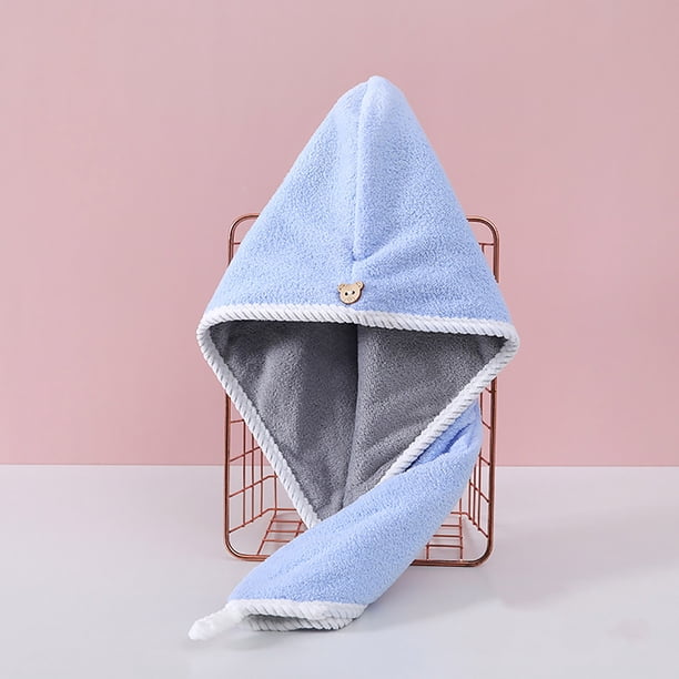 Serviette Cheveux, Lot de 3 Serviettes de séchage en Microfibre Super absorbantes avec Boutons pour Cheveux secs, Serviette de Bain Cheveux pour Femmes