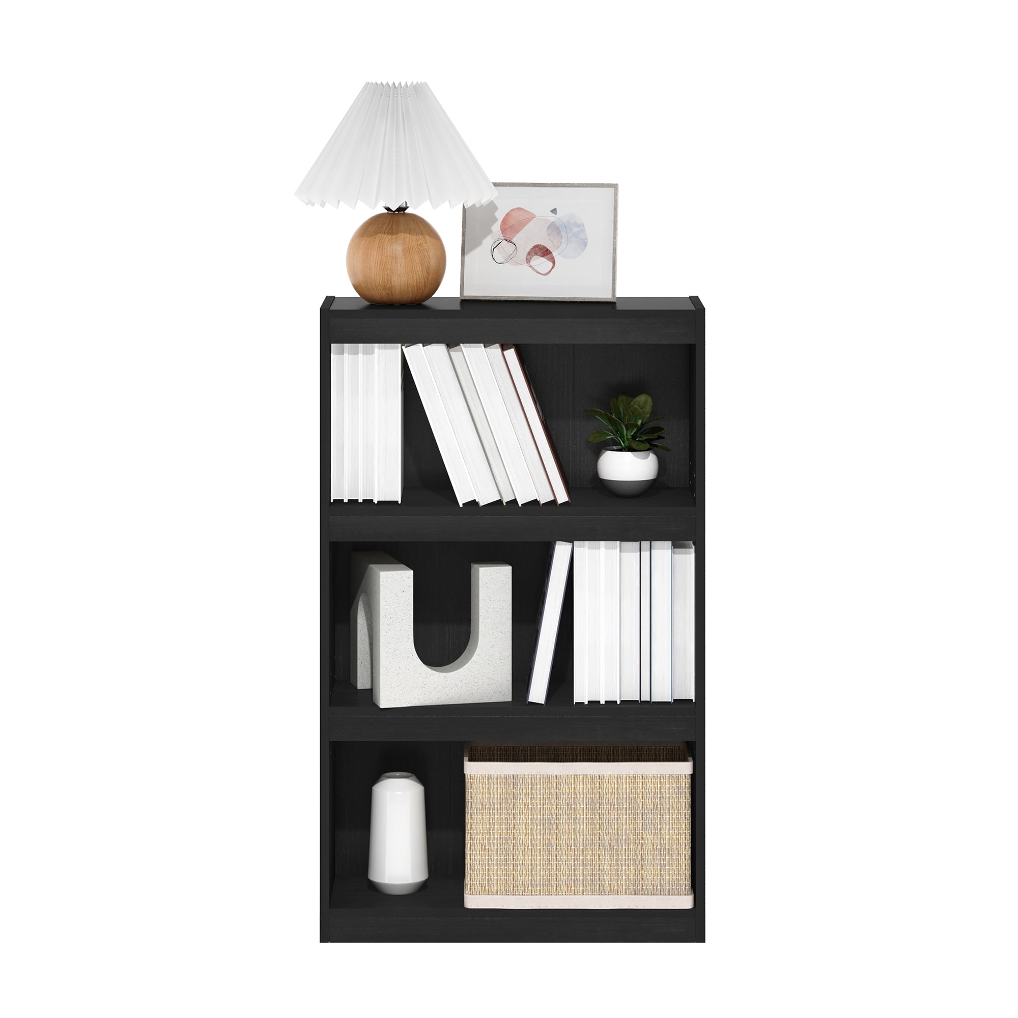 Furinno JAYA Enhanced Home 3-Tier Adjustable Shelf Bookcase, Blackwood