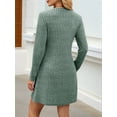 thumbnail image 6 of Women'S Knit Long Sleeve Sweater Dress Casual V Neck Tunic Dresses Fall Trendy Outfits Green XL, 6 of 7