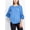 PERIWINKLE, variant on Floral + Ivy Round Neck 3-4 Sleeve Ruched Neck Rayon Top-DENIM / S
