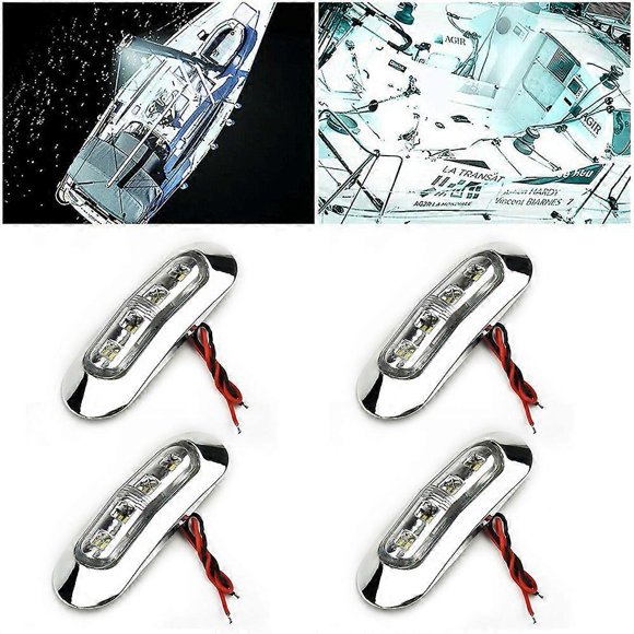 4x Marine Boat LED Courtesy Lights Cabin Deck Walkway Stair Light White 12V -24V LED Tail Lamp Yacht Accessories Waterproof
