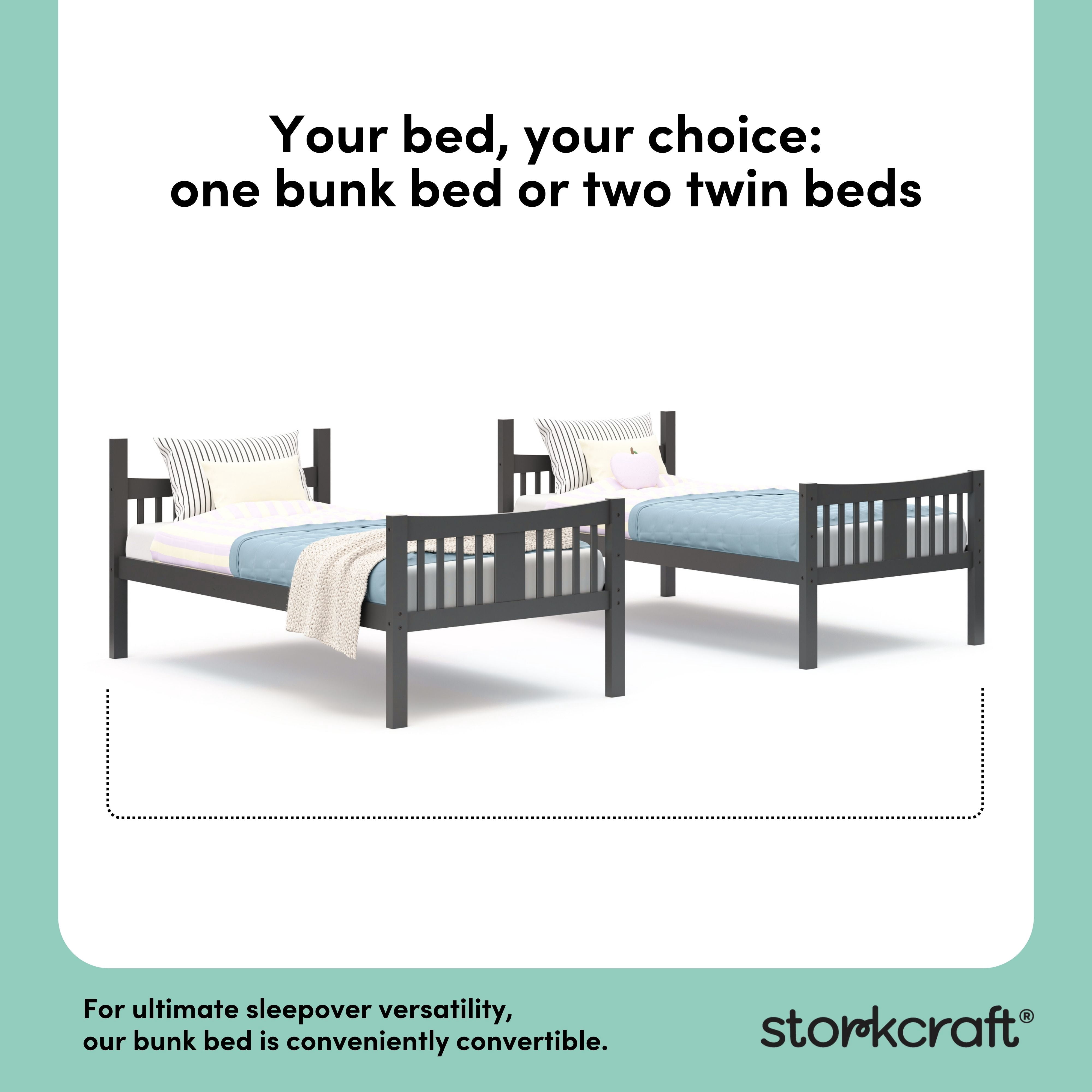 Storkcraft Caribou Twin over Twin Bunk Bed, Gray