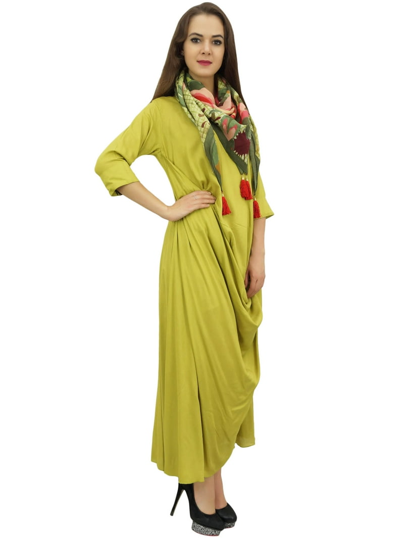 Bimba Designer Women's Cowl Maxi Lime Green Dress With Printed Tassel Scarf - 20 - Walmart.com Bimba Designer Women's Cowl Maxi Lime Green Dress With Printed Tassel Scarf - 20 - Walmart.com