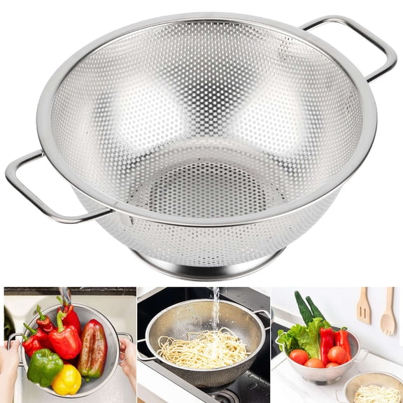 Gustave Stainless Steel Colander Strainer 3 Quart Kitchen Food Metal Colander Bowl Basket Mesh Sieve with Handle for Draining Pasta Washing Vegetables Fruit Rice