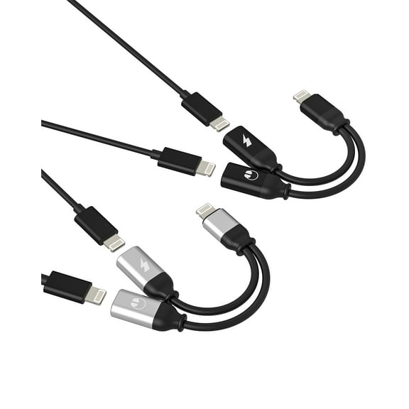 Dual Lightning Headphone Jack Adapter(2 Pack)for Apple MFi Certified Aux Audio Charger Cable Splitter for iPad for iPhone 14 13 Pro Max Connector Double Lighting Phone Charging Earphone Music Dongle