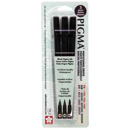 UPC: 0053482500285 | Sakura Pigma Professional Brush Pen Set  Black (Fine  Medium  Bold)