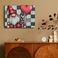 thumbnail image 4 of Fenyluxe Wall Art Gnome Heart Balloon Checkered Background Canvas Print Wall Decorations Ready To Hang for Home Bathroom 16x12in, 4 of 6
