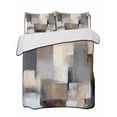 thumbnail image 2 of Grey Brown Abstract King Size Down Alternative Comforter, Lightweight Comforter Quilt Bedding Set with Pillow Shams Oil Painting Color Blocks All Seasons Bed Comforter Duvet Insert 96"x106", 2 of 7