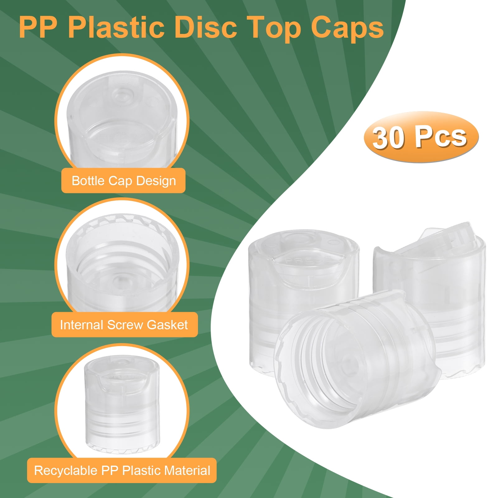 Unique Bargains Disc Top Caps Replacement Press Caps Lids for Squeeze Bottles 20/410 Clear