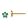 thumbnail image 1 of Quality Gold 792E Inverness 14K Yellow Gold December Blue Crystal Birthstone Flower Earrings, 1 of 1