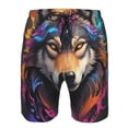 thumbnail image 4 of Yiaed Colorful Wolf Head Print Men's Swim Trunks with Lining Quick Dry Sports Shorts Beach Shorts Boardshorts-X-Large, 4 of 5