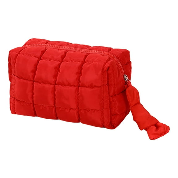 Quilted Cosmetic Bag Large Puffer Makeup Pouches for Women Travel Toiletry Organized Soft and Practical Storage Case