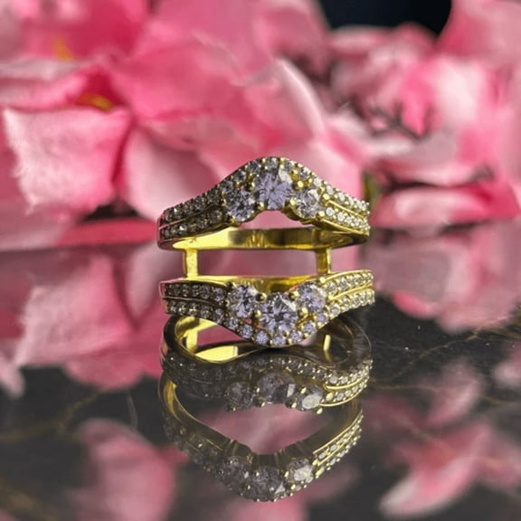 1.80Ct. Round Cut Diamond Ring Enhancer- Double Curved Wedding Band Stacking Matching Rings For Women Handmade Jewelry