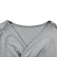 thumbnail image 5 of Big Kid Girls Casual Short Sleeve V Neck T Shirt Pure Color Ruffled Button Top For Everyday Wear School Outdoor Spring Summer Girls Christmas Long Sleeve Tops Teenage Girl Tops 11-12 Years Gray, 5 of 6