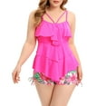 thumbnail image 1 of Tankini à Volants pour Femmes Grande Taille, Maillot de Bain Deux Pièces, Robe de Bain Fluide, Contrôle du Ventre, avec Shorty, 1 of 6
