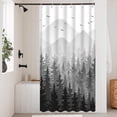thumbnail image 2 of Black Misty Forest Shower Curtain Gray Ombre Nature Tree Plants Shower Curtains Fabric Waterproof Mountain Shower Curtain Sets for Bathroom Bath Decor (Black, 36'''' × 72''''), 2 of 6
