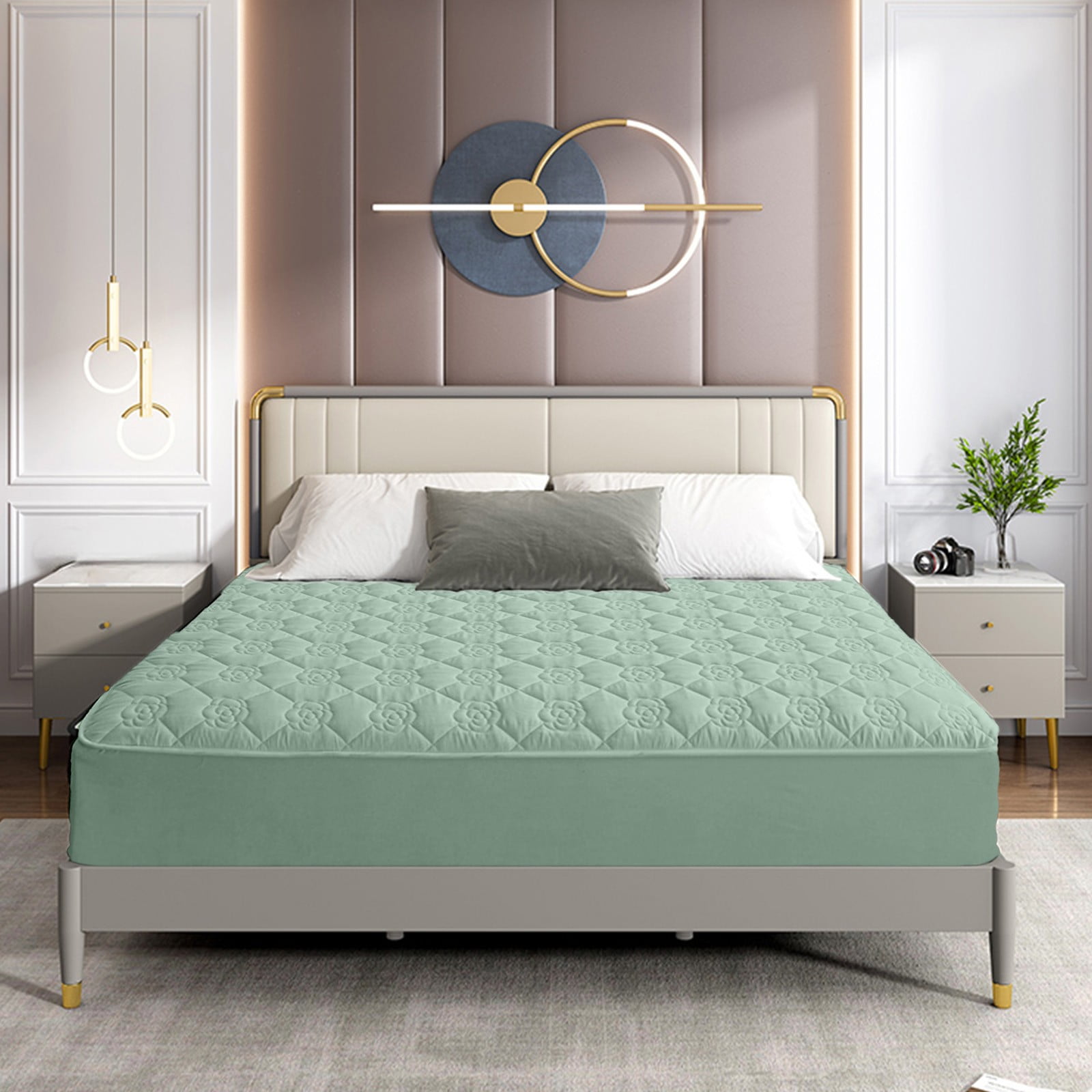 Hmgxay Waterproof Bed Sheet, Comfortable Soft Thickened Intercalated Breathable Washed Cotton Mattress Protective Cover, Fitted Mattress Pad for All Seasons(78.7x59 Inches)