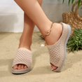 thumbnail image 6 of CYMMPU Women's Mesh Knit Open Toe Slide Sandals, Slip On Breathable Wedge Platform Slippers, Summer Daily Walking Shoes Khaki 43, 6 of 9