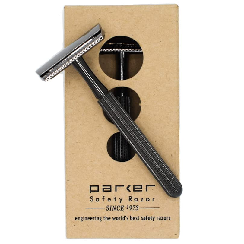 Parker Safety Razor, Model 78R 3-Piece Closed Comb Safety Razor with 5 Parker Platinum Blades Included, (Graphite / Gun Metal)