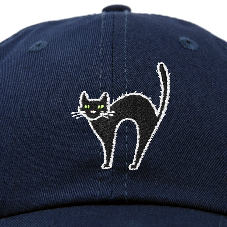 DALIX Black Cat Hat Womens Halloween Baseball Cap in Navy Blue