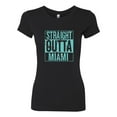 thumbnail image 2 of Straight Outta Miami MIA Fan | Fantasy Football | Womens Sports Slim Fit Junior Tee, Black, Large, 2 of 4