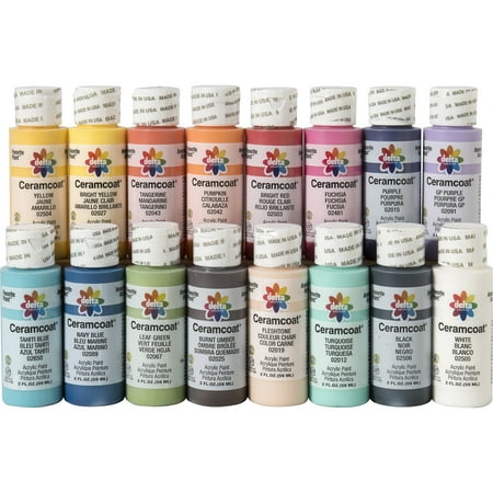Delta Creative Ceramcoat Acrylic Paint Set in 16 Assorted Colors, 2oz