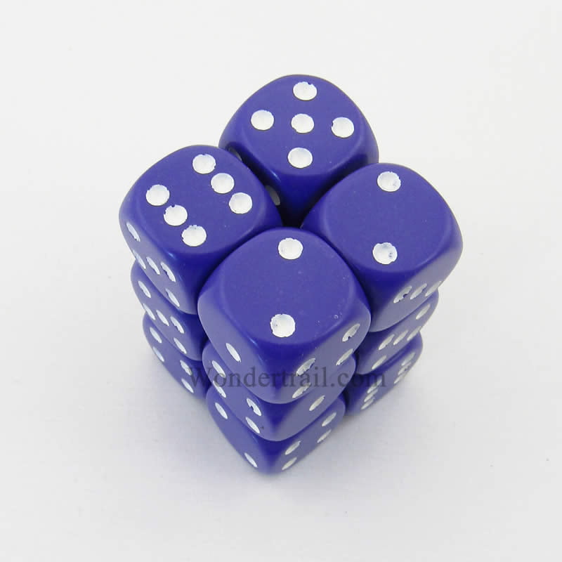 Set of 10 D6 Six-Sided 16mm Transparent Dice Purple with White Pips 