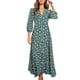 thumbnail image 5 of Sonducket Vestido de mujer con cuello en V y manga 3/4 Vestido largo con estampado de manga larga Ropa de cintura alta Vestidos Verde L, 5 of 6