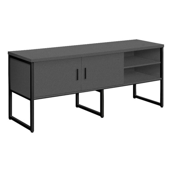 Pemberly Row Office Credenza Home Office Storage Commercial Grade - Gray & Black