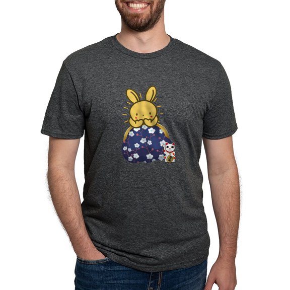 CafePress - Japanese Style Rabbit With Purse T Shirt - Mens Tri-blend T-Shirt