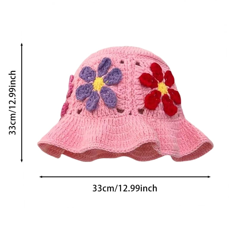 Povozer Women Crochet Hat Floral Crochet Bucket Hat Knitted  display picture 3