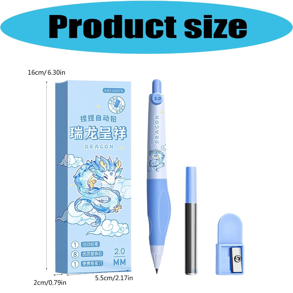 Mechanical Pencil With Ergonomic Grip 2.0mm Automatic Pencil with Sharpener Box of Refills For Writing Sketching
