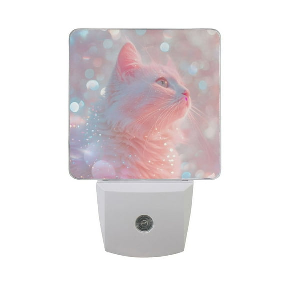 Dreamy Cat Night Light 2 Pack LED Nightlight Plug into Wall Dusk to Dawn Sensor Soft White