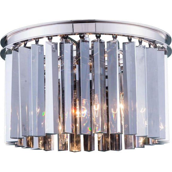 SYDNEY Flush-Mount Light 3-Light Polished Nickel Clear Crystal Royal-Cut