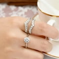 thumbnail image 6 of Wuziwen Crown Wedding Rings Guard Enhancer Sterling Silver Rings for Women Cubic Zirconia Size 7, 6 of 10