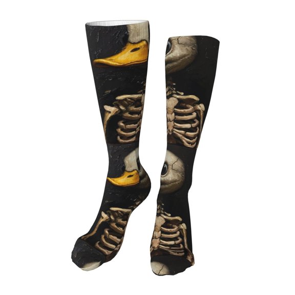 Kdxio Duck Bones Funny Silky Novelty Funky Long Knee High Socks Soft 3D Print Cosplay Crazy Stockings for Men Women