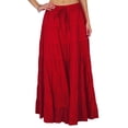 thumbnail image 1 of Phagun Jupe d'Été en Coton Rouge Brique pour Femme, Design Ethnique, Taille à Cordon - 10, 1 of 1