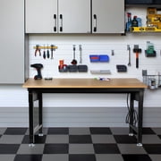 MUWOOD 48 Adjustable Workbench, Rubber Wood Shop Table with Peg Board and Power Outlets, Heavy-Duty 2000 lbs Load Capacity
