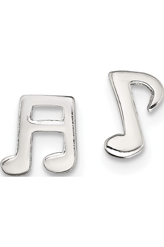 Sterling Silver Polished Left And Right Music Notes Post Earrings (7.1 X 4.6) Made In India qe13541
