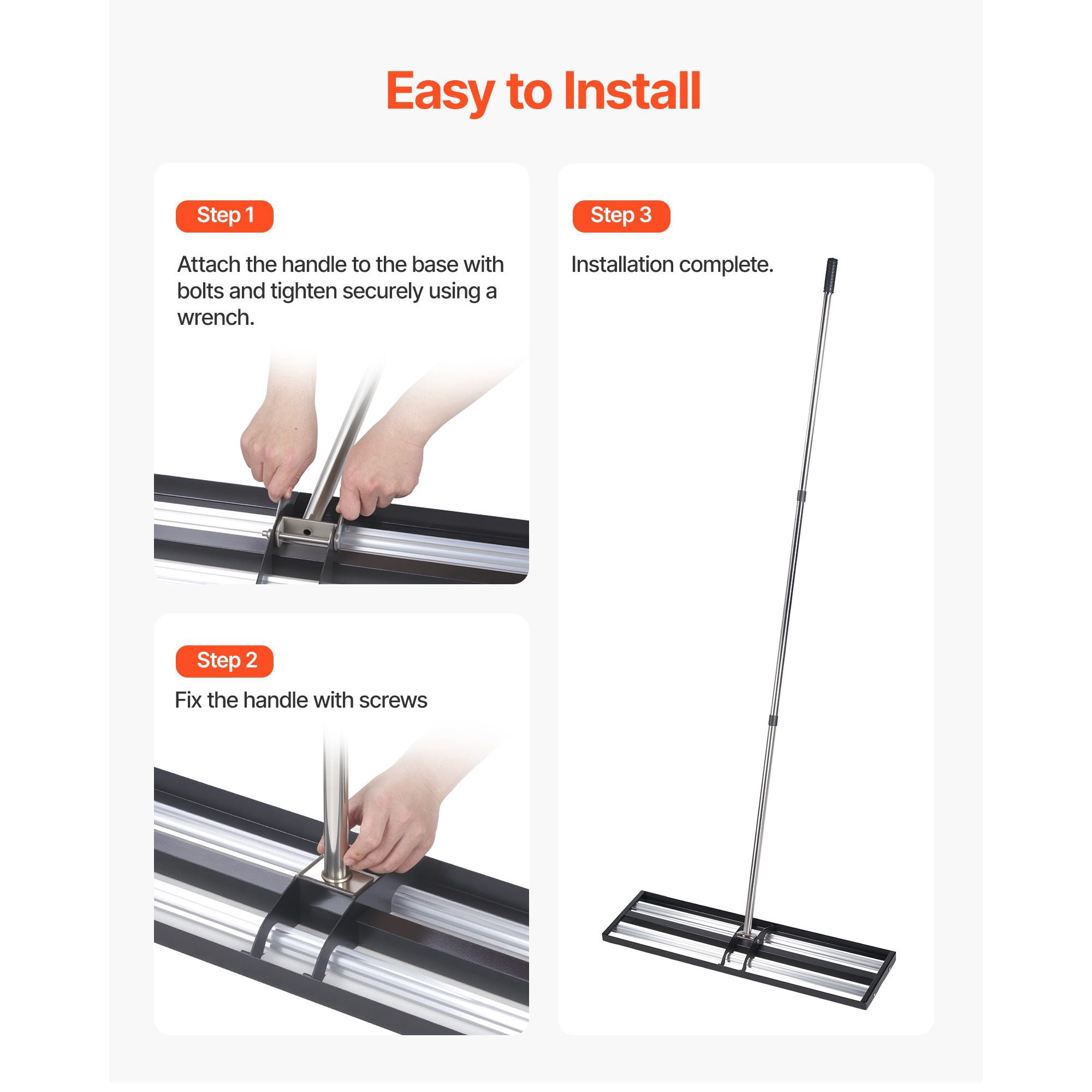 48" x 10" Stainless Steel Lawn Leveling Rake with Roller, 83.9" Adjustable Handle, Heavy Yard Leveler Tool for Lawn & Golf Course