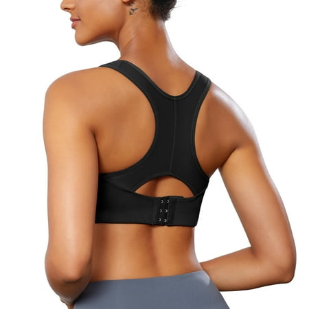 

CtriLady Sports Bras for Women Racerback High Impact Wireless Front Adjustable Workout Bra Push Up Crop Yoga Tops(Black Large)