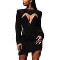 thumbnail image 1 of Vestido de moda de fiesta de club dividido de manga larga con corte asimétrico frontal para mujer XBTCLXEBCO Negro, Chico, 1 of 6