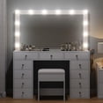 thumbnail image 5 of White Vanity Desk with Illuminated Mirror & Power Outlet, 11 Drawers Vanity Table with Chair, Makeup Vanity with 12 LED Lights, Tempered Glass Top, Dressing Table for Bedroom,Dressing Room, 5 of 7