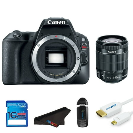 Canon EOS Rebel 200D/SL2 DSLR Camera (Black) + Canon EF-S 18-55mm f/3.5-5.6 IS II Lens + Pixi Starter Bundle