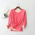 thumbnail image 2 of Hueook Spring Shirts for Women Camo Women's Solid Short Color Thick Wool Sweatshirt Winter Warm Underwear Round Neck Watermelon Red XL, 2 of 6